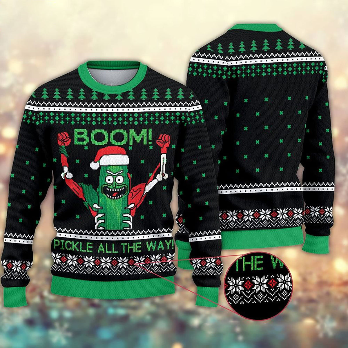 Boom Pickle Rick Ugly Christmas Sweater