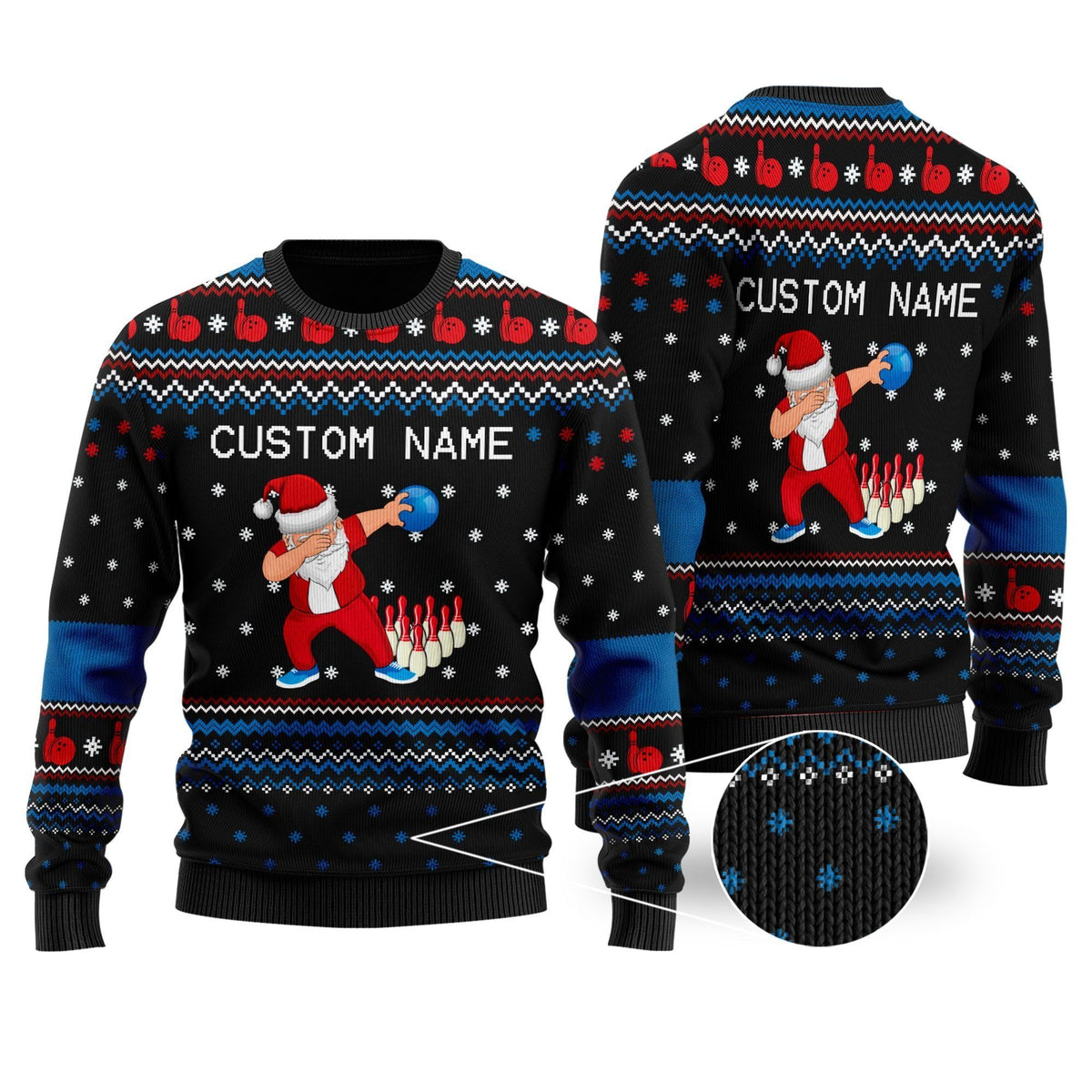 Bowling Image Cool Noel Pattern Custom Name Ugly Christmas Sweater Personalized Gifts For Bowlers Sport Lovers On Christmas Days