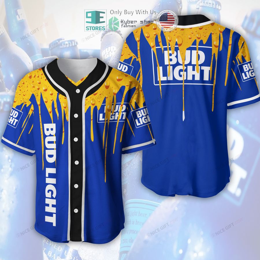 BEST Bud Light Beer Blue Yellow Baseball Jersey