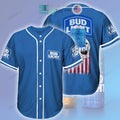 BEST Bud Light Skull United States Flag blue Baseball Jersey