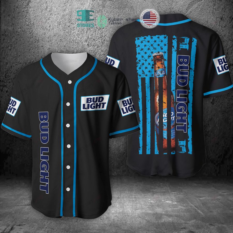BEST Bud Light United States Flag black blue Baseball Jersey