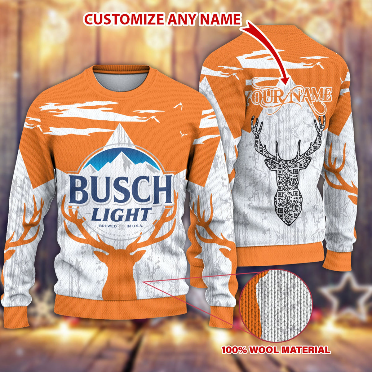 Bud Lights Deer Hunter Personalized Ugly Christmas Sweater