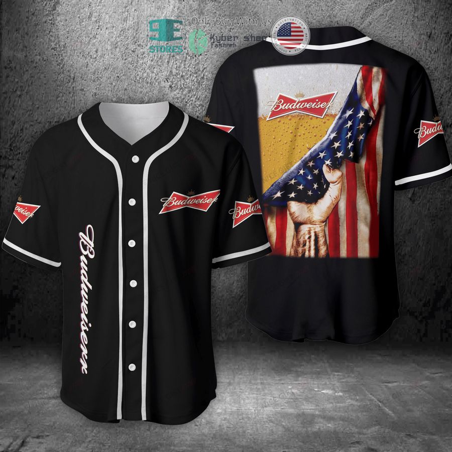 BEST Budweiser Beer United States Flag Baseball Jersey