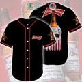 BEST Budweiser Skull United States Flag black Baseball Jersey