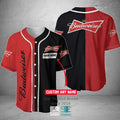 Budweiser Your Name Black Red Baseball Jersey