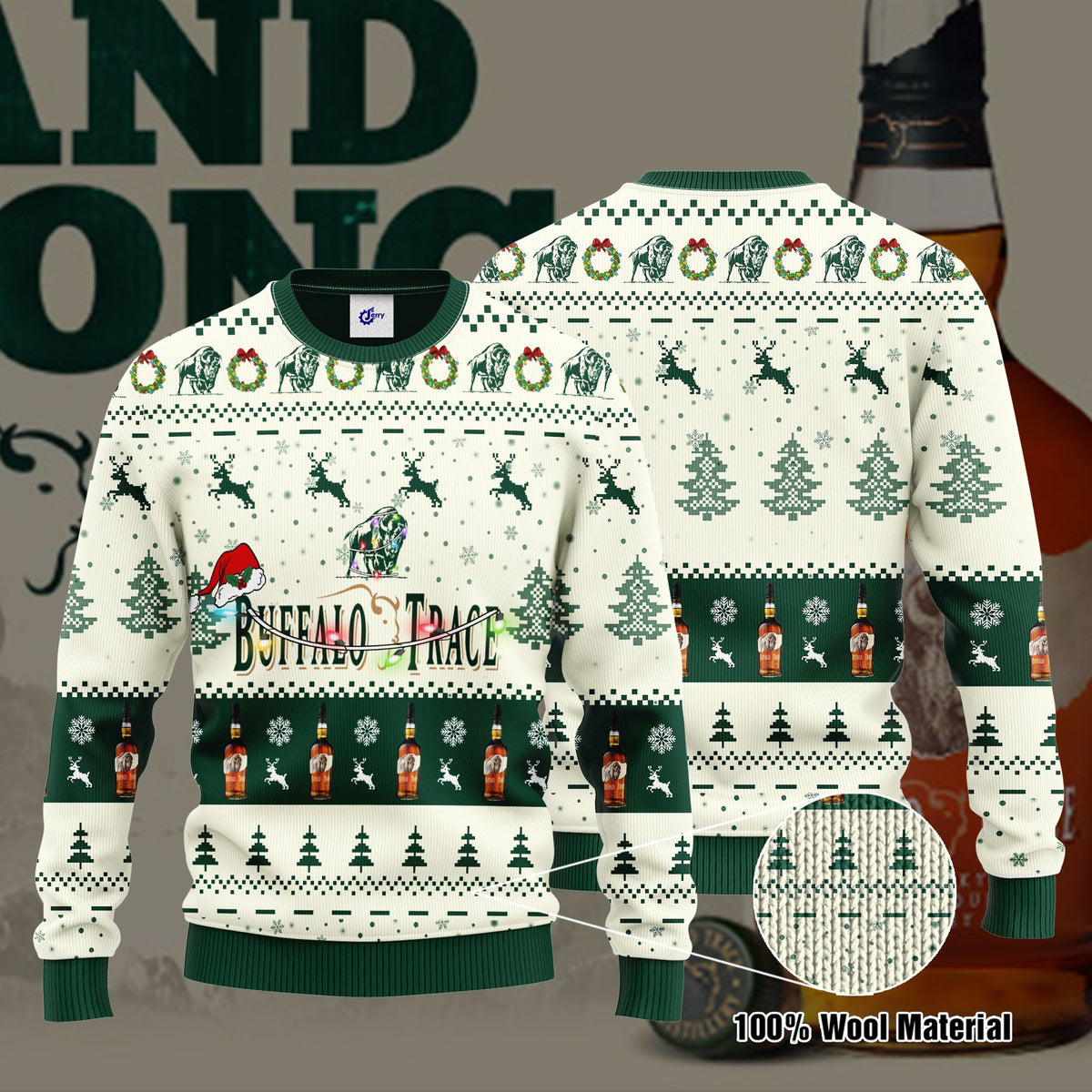 Buffalo Trace Santa Hat Christmas Ugly Christmas Sweater, Hoodie, Zip Hoodie, Bomber Jacket