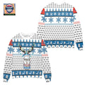 Busch Beer Reindeer Snowflake Pattern Ugly Christmas Sweater White