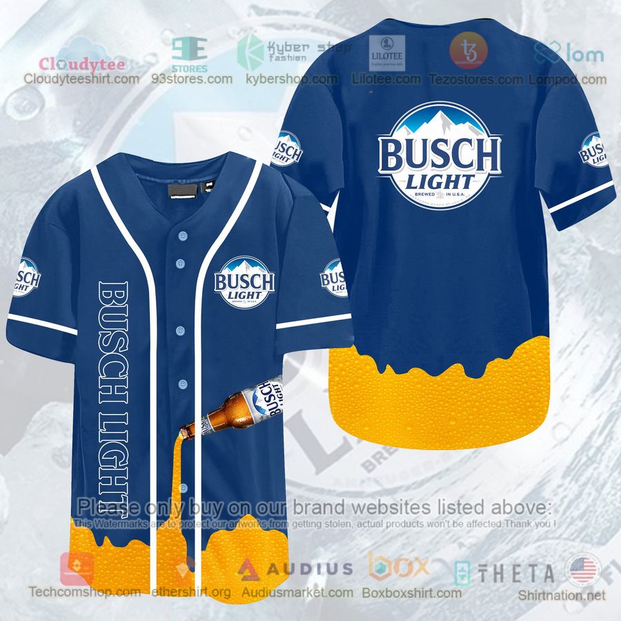 HOT Busch Light Beer Blue Yellow Baseball Jersey Shirt