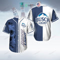BEST Busch Light logo skull blue white Baseball Jersey