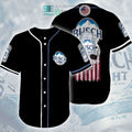 BEST Busch Light Skull United States Flag black Baseball Jersey