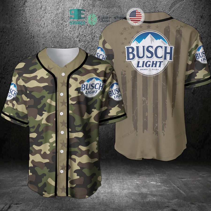 BEST Busch Light United States Flag green camo Baseball Jersey