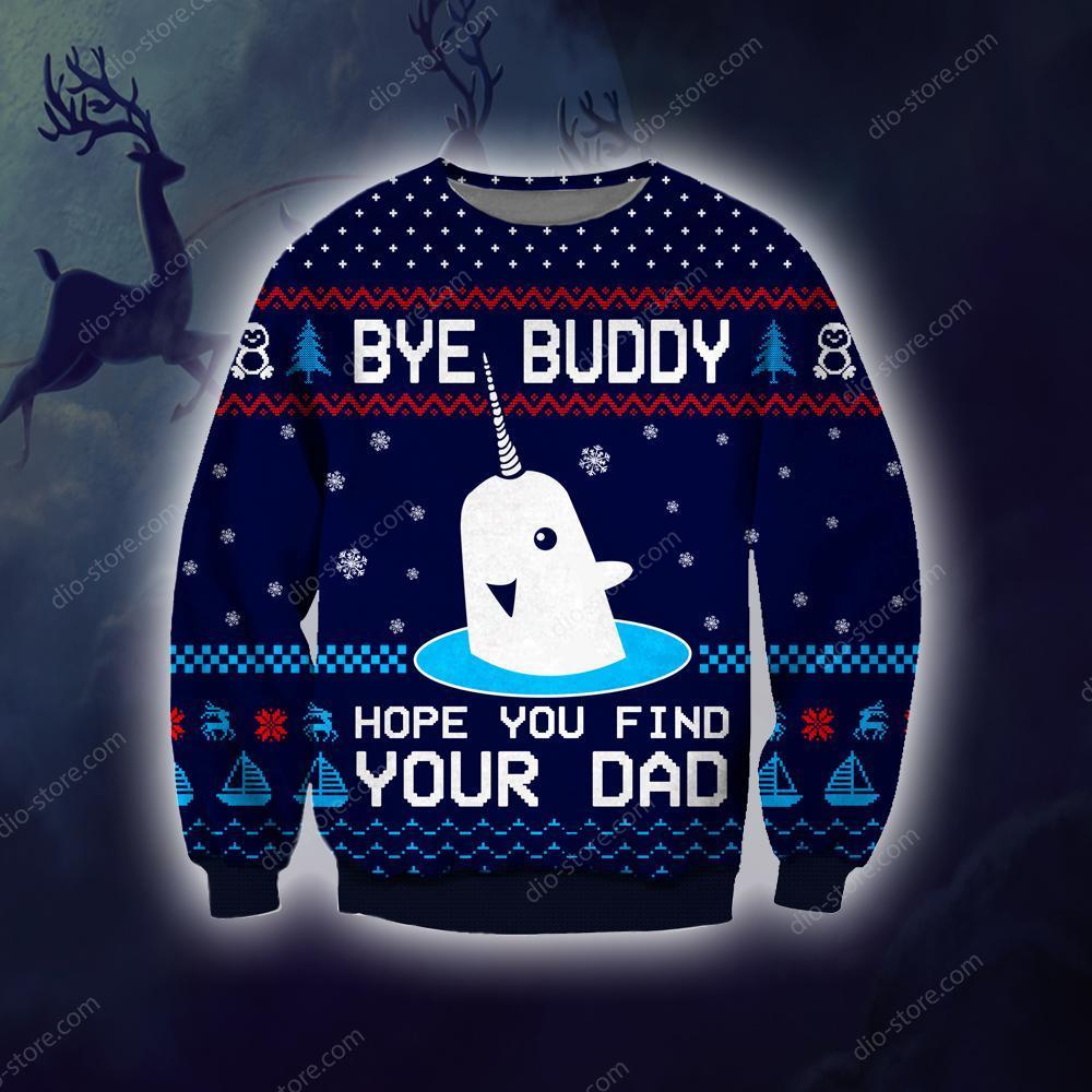 Bye Buddy Knitting Pattern 3D Print Ugly Christmas Sweater