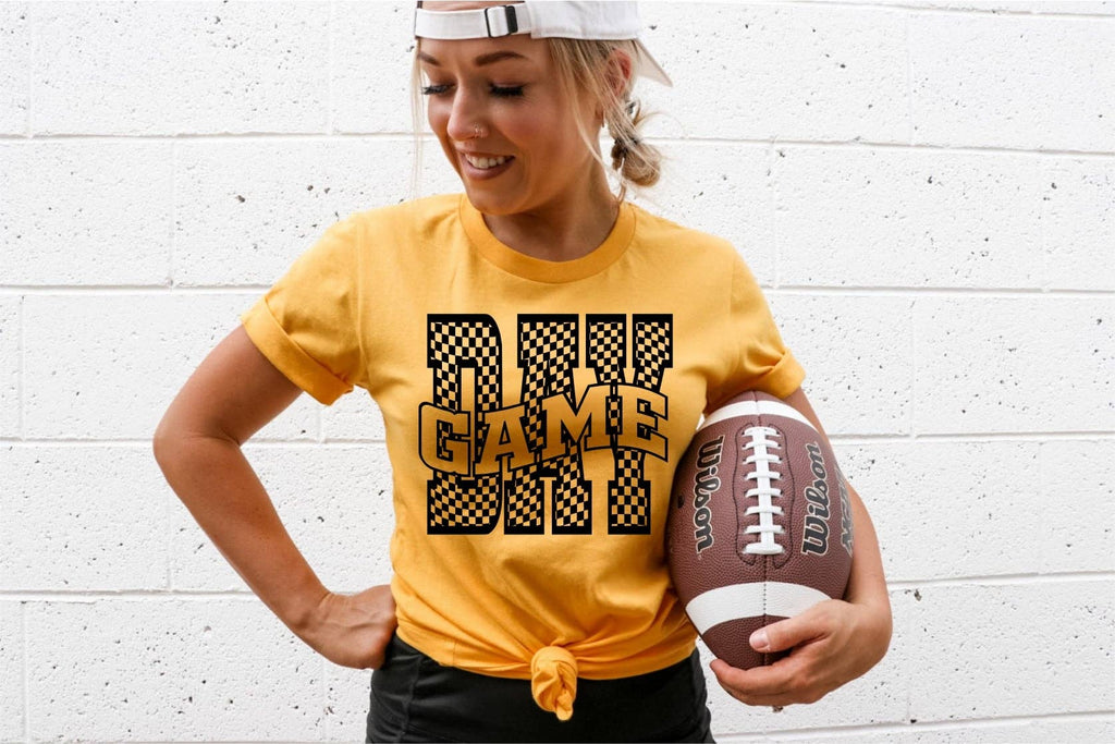 Gameday Retro Checker Font Gold Football Graphic Tee