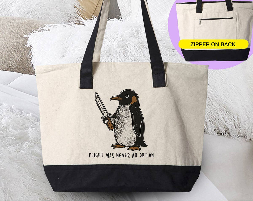 Flight Was Never An Option - Penguin Pun Sassy Tote Bag