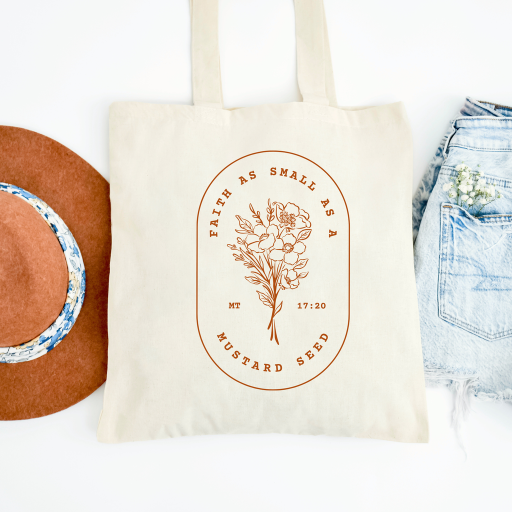Faith As Small As A Mustard Seed Canvas Tote Bag Book Bag