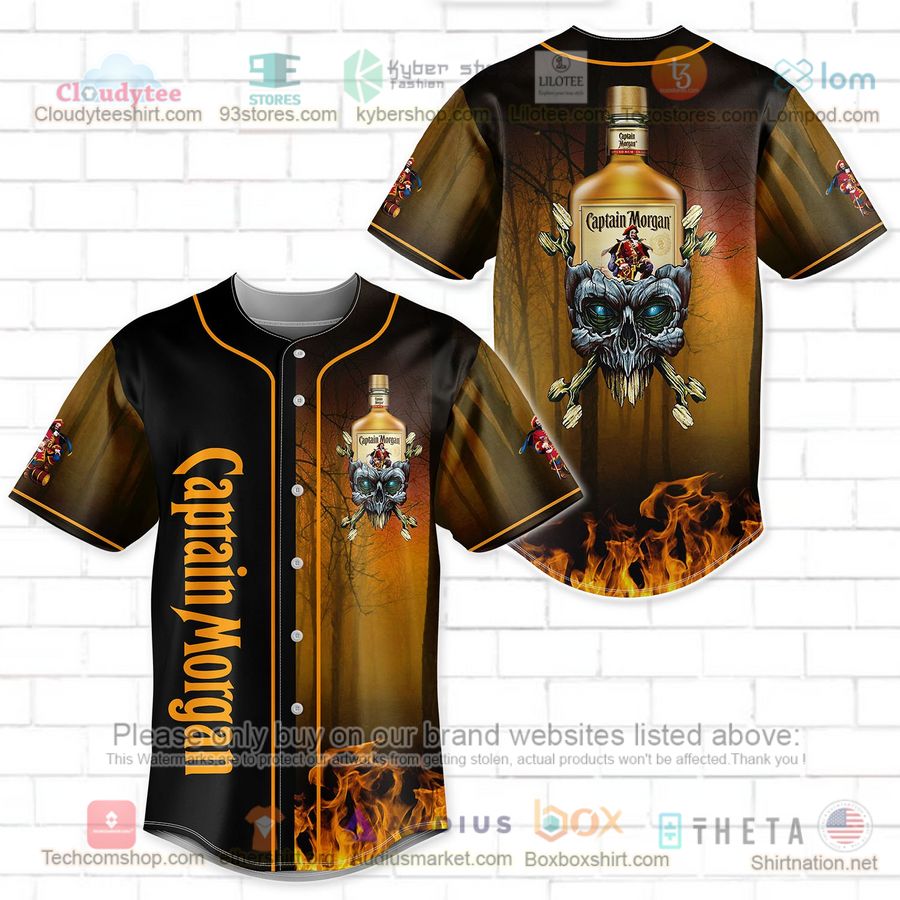 HOT Captain Morgan skull head Baseball Jersey Shirt