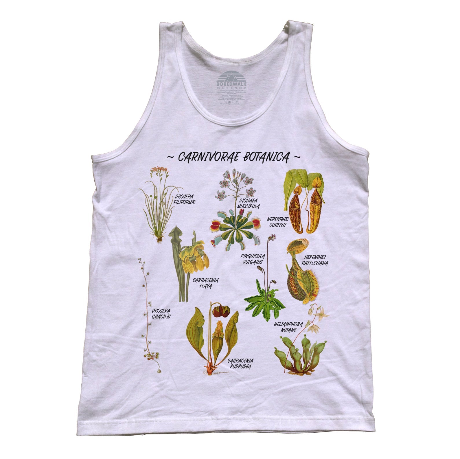Unisex Carnivorae Botanica Carnivorous Plants Botanical Chart Tank Top