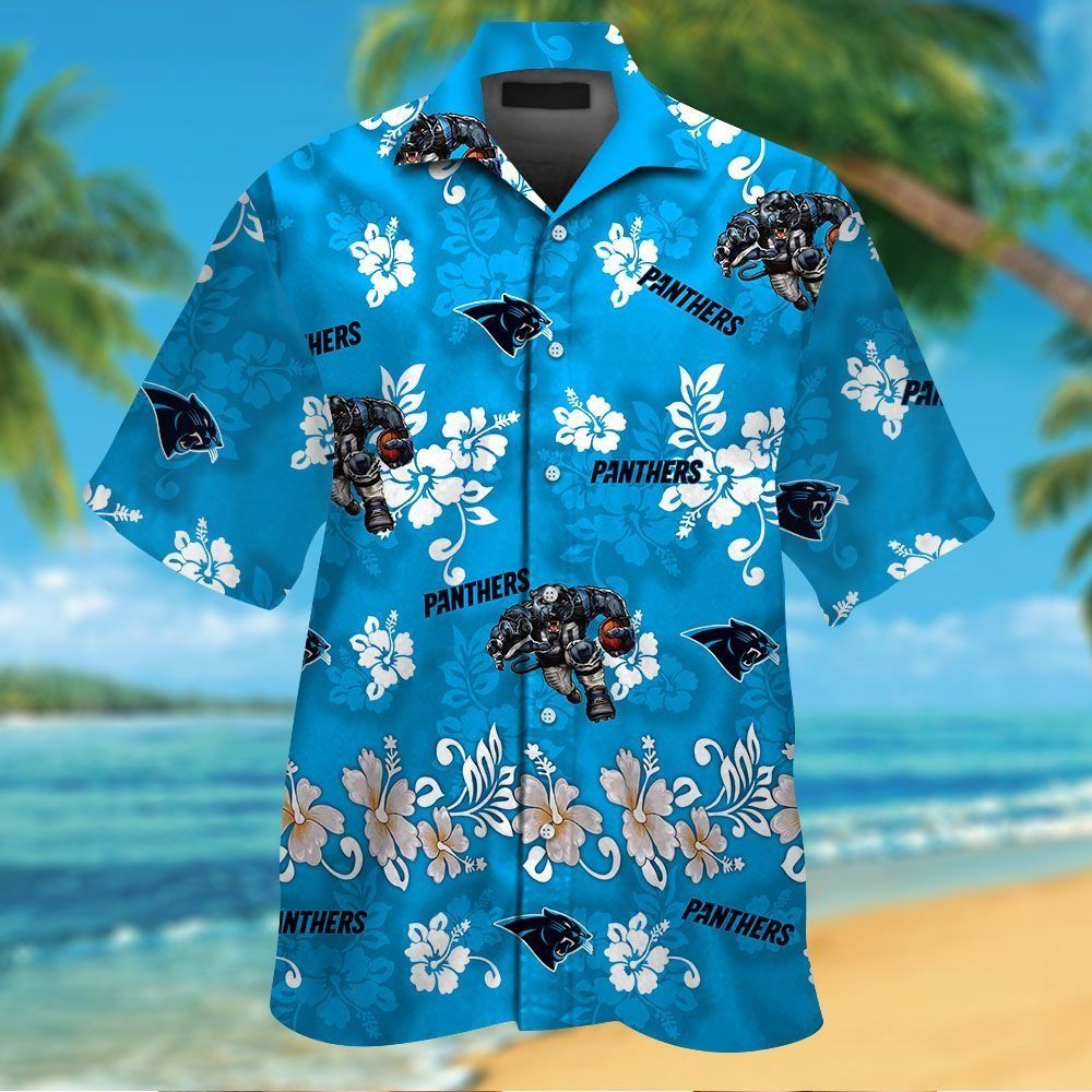 Carolina Panthers Short Sleeve Button Up Tropical Hawaiian Shirt VER028