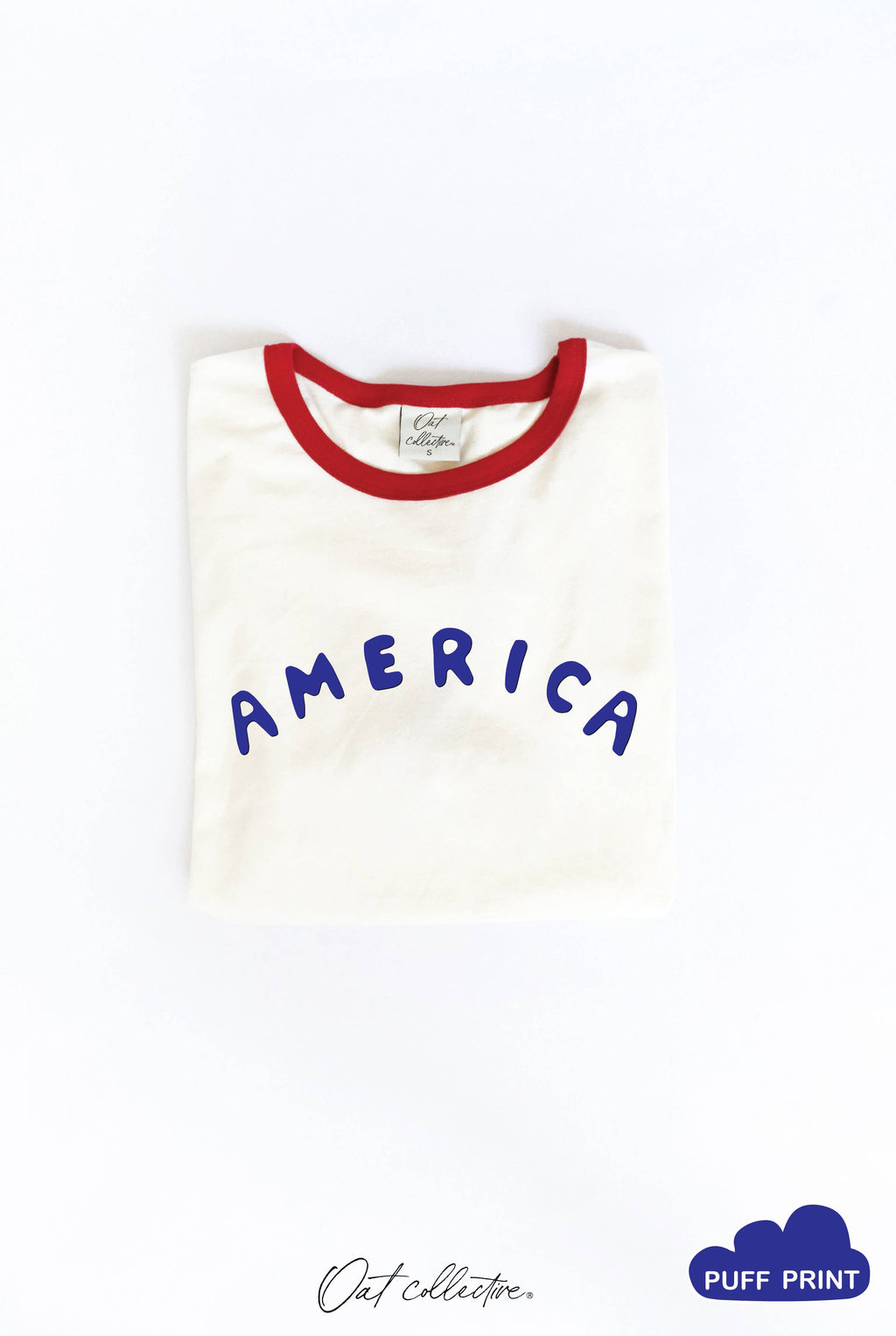 America Puff Ringer Graphic T-Shirt