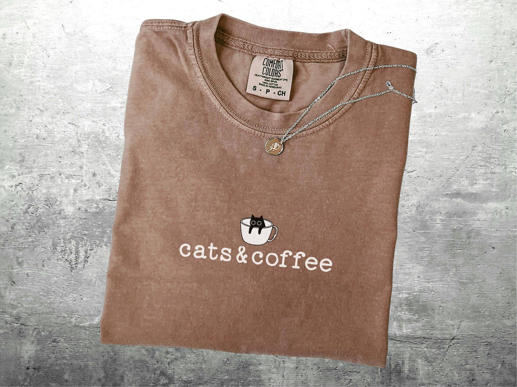 Cats & Coffee Comfort Colors Tee - Unisex