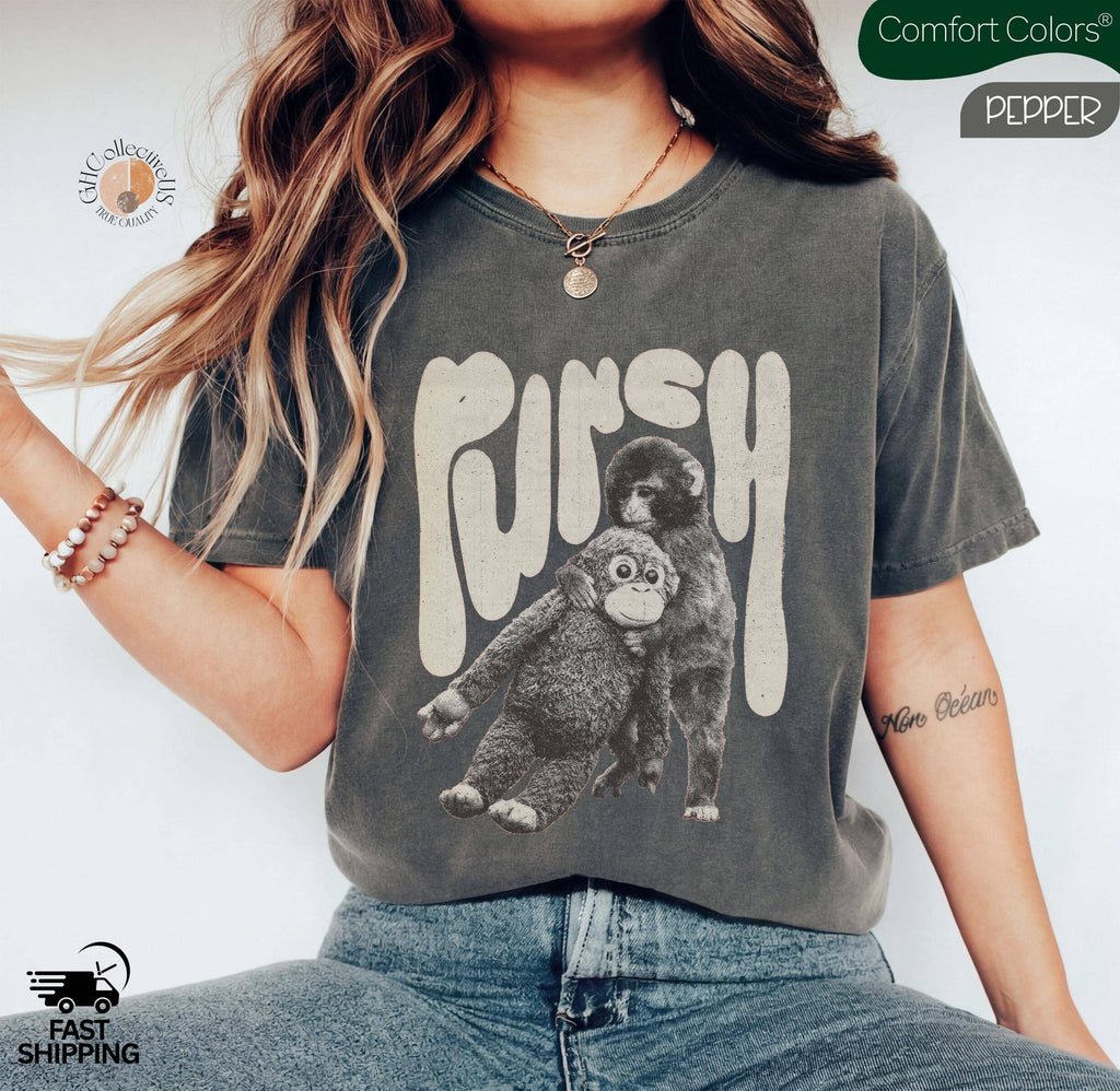 Monkey Punch  T-Shirt, Baby Monkey Holding Plush Toy