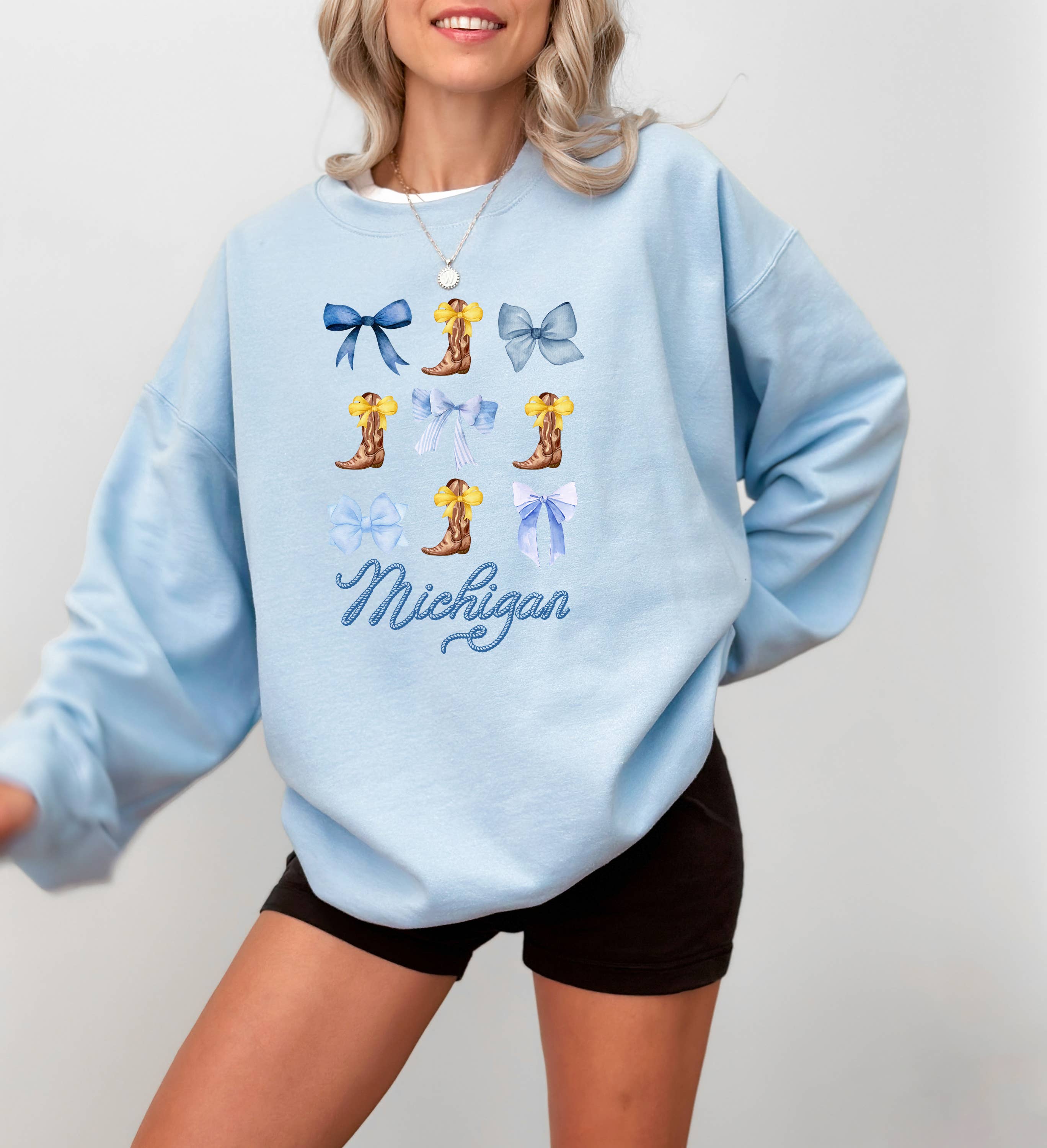 Michigan Sweatshirt, Preppy, Coquette, Bows, Soft Girl Era