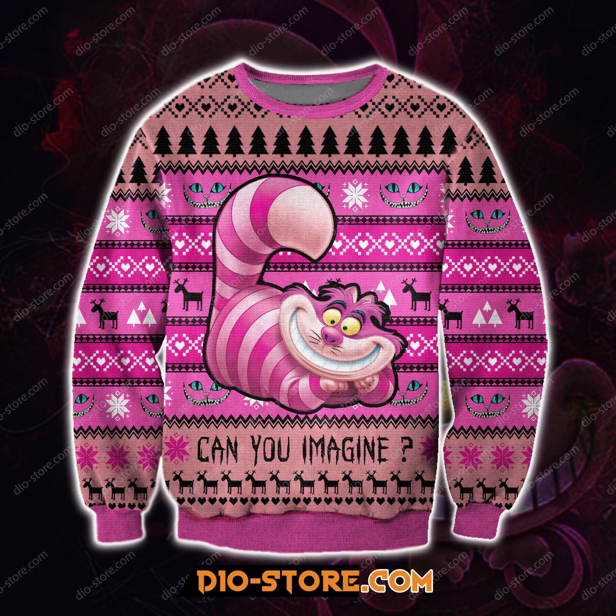 Cheshire Cat 3D Print Knitting Pattern Ugly Christmas Sweater