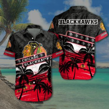 Chicago Blackhawks Tropical Sunset Hawaiian Shirt