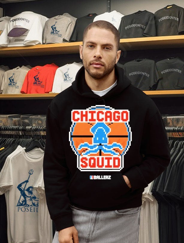 Chicago Squid Ballerz Basketball Pixel Art T-shirt