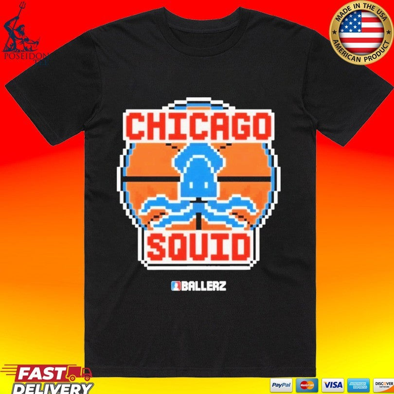 Chicago Squid Ballerz Basketball Pixel Art T-shirt