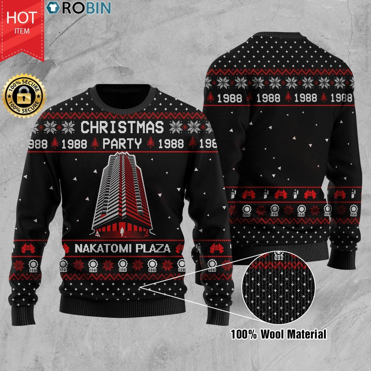 Christmas Party Nakatomi Plaza Knitted Ugly Christmas Sweater