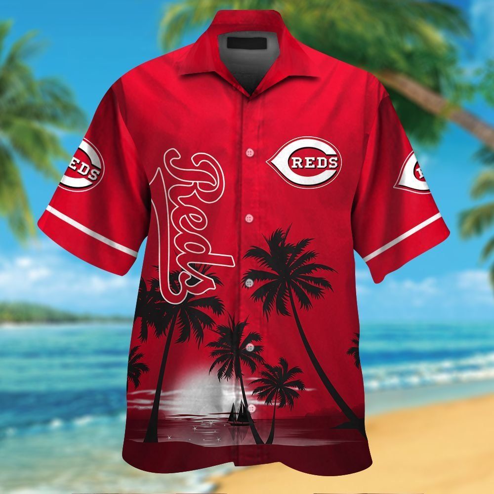 Cincinnati Reds Short Sleeve Button Up Tropical Hawaiian Shirt VER09