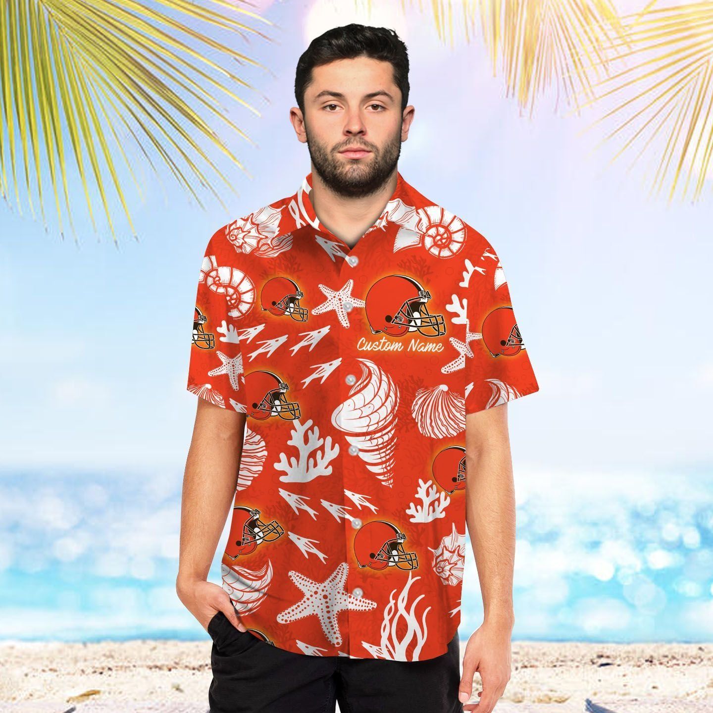 Cleveland Browns Name Personalized Short Sleeve Button Up Tropical Hawaiian Shirt