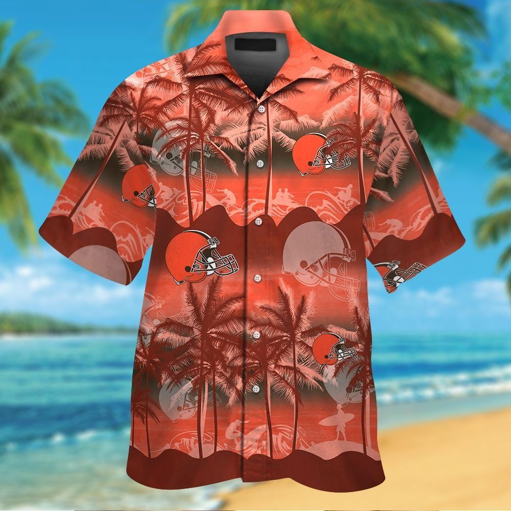 Cleveland Browns Short Sleeve Button Up Tropical Hawaiian Shirt VER014
