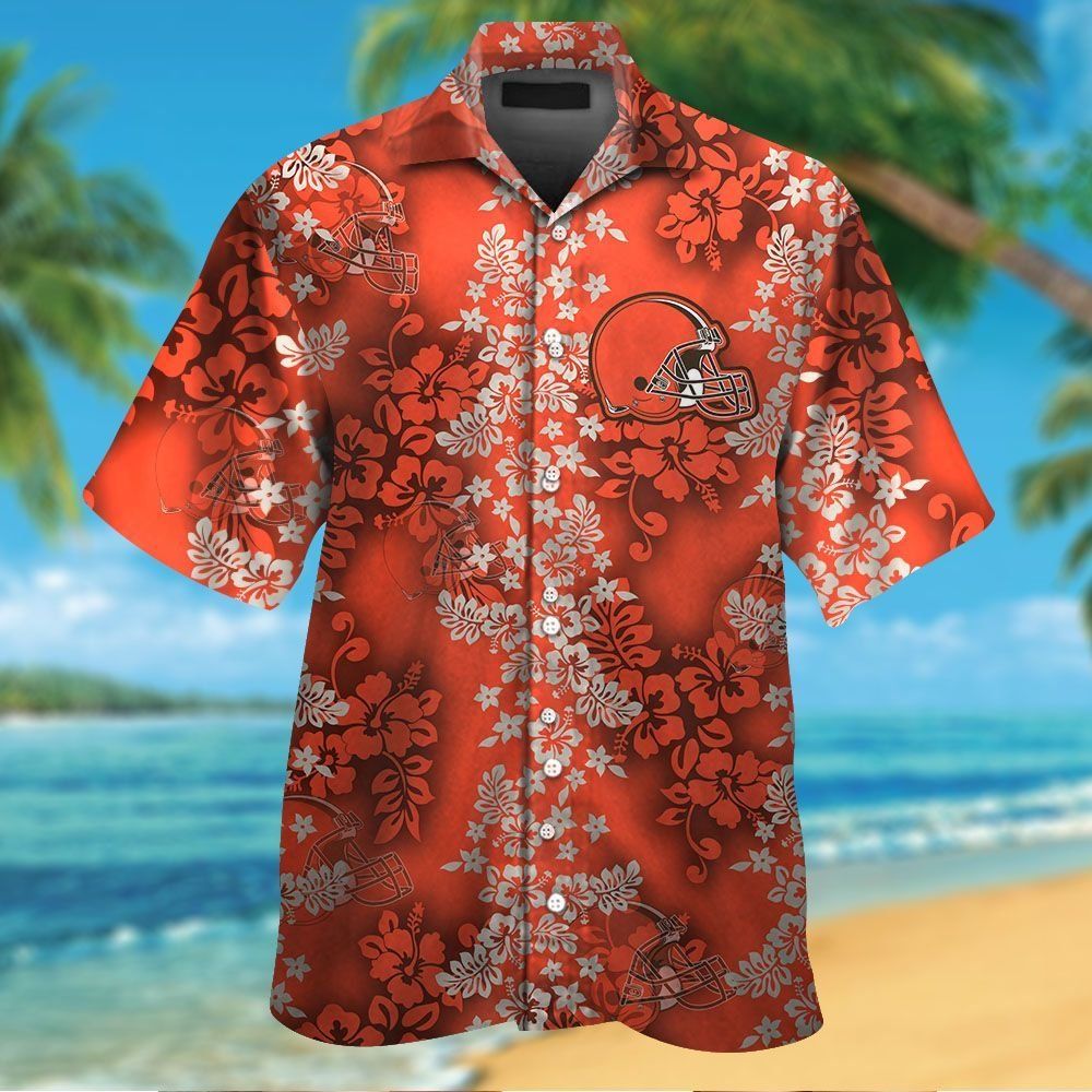 Cleveland Browns Short Sleeve Button Up Tropical Hawaiian Shirt VER016