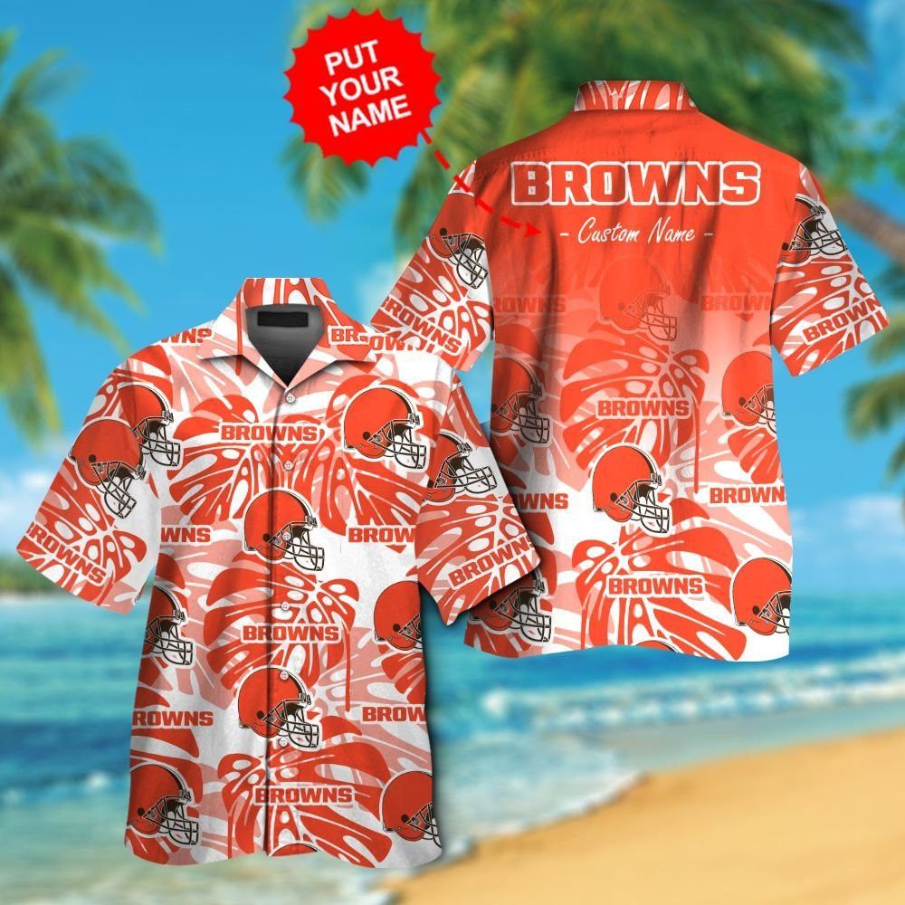 Cleveland Browns Short Sleeve Button Up Tropical Hawaiian Shirt VER022