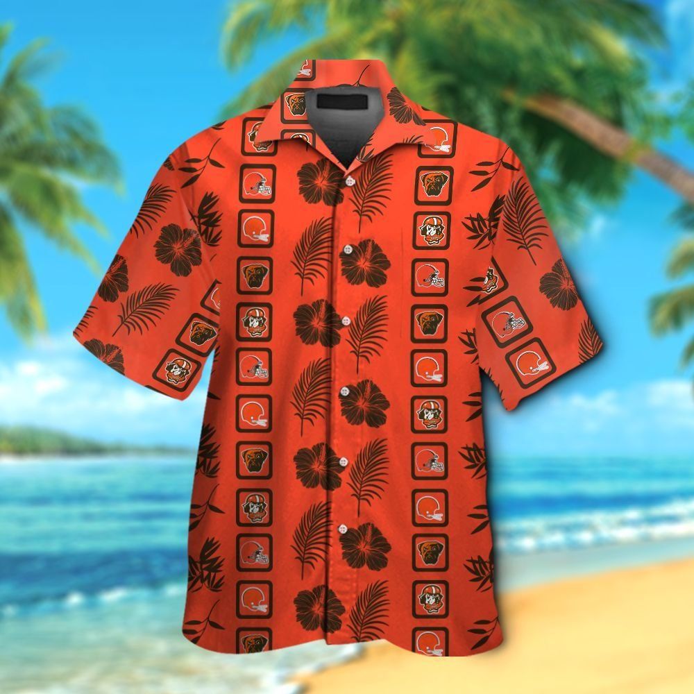 Cleveland Browns Short Sleeve Button Up Tropical Hawaiian Shirt VER028