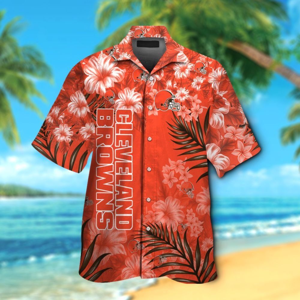 Cleveland Browns Short Sleeve Button Up Tropical Hawaiian Shirt VER030