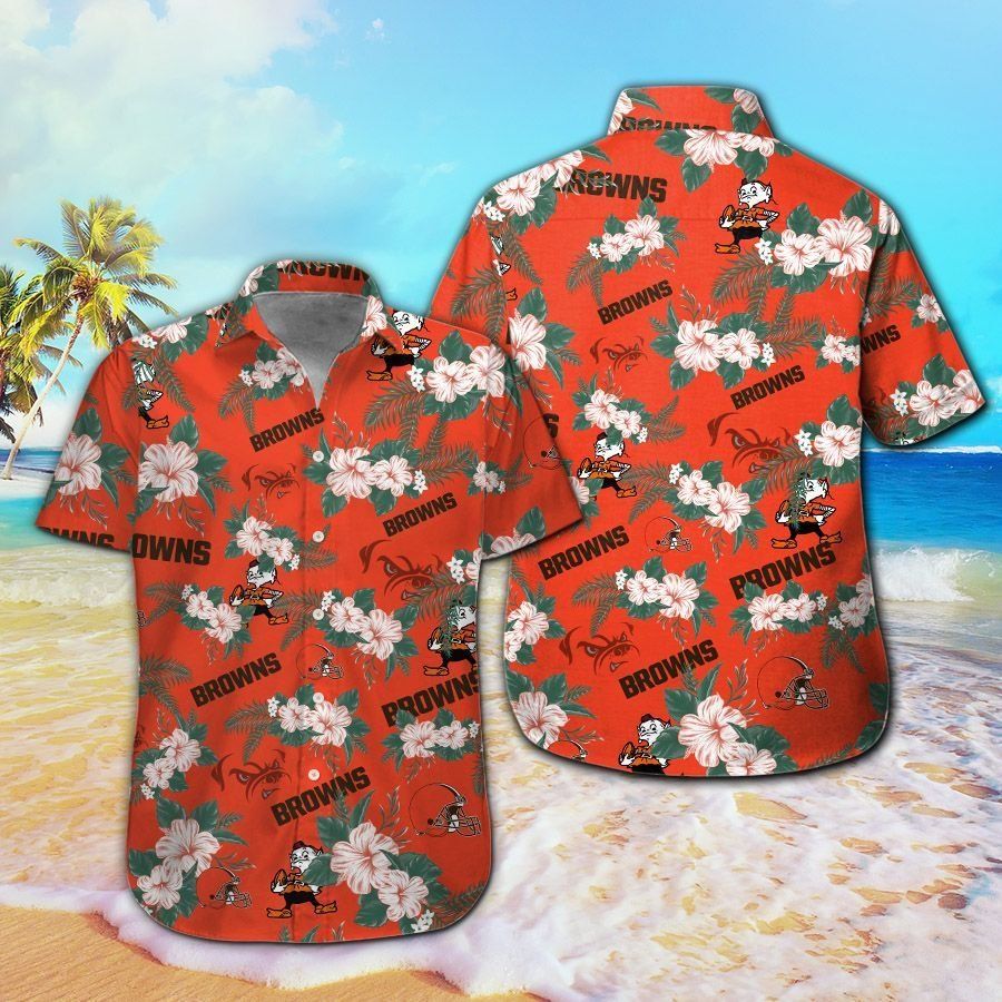 Cleveland Browns Short Sleeve Button Up Tropical Hawaiian Shirt VER04