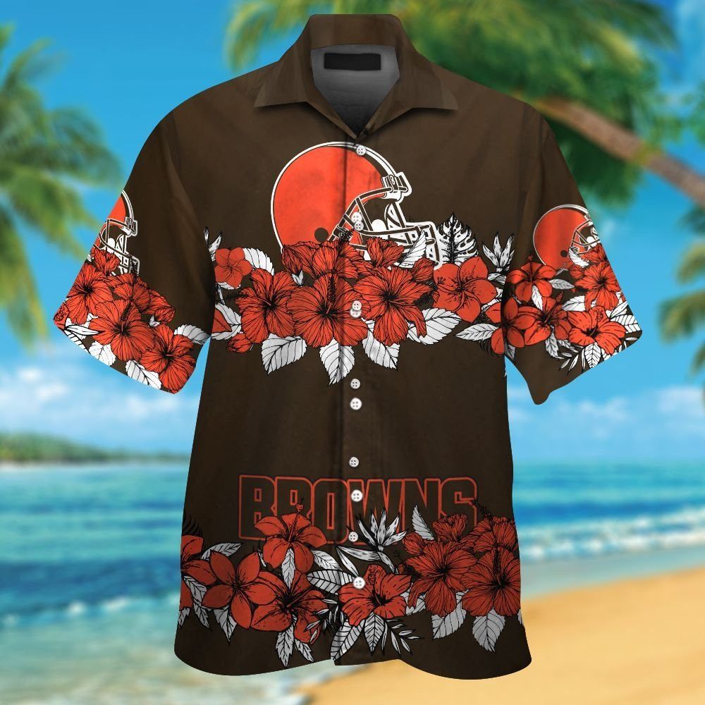 Cleveland Browns Short Sleeve Button Up Tropical Hawaiian Shirt VER07