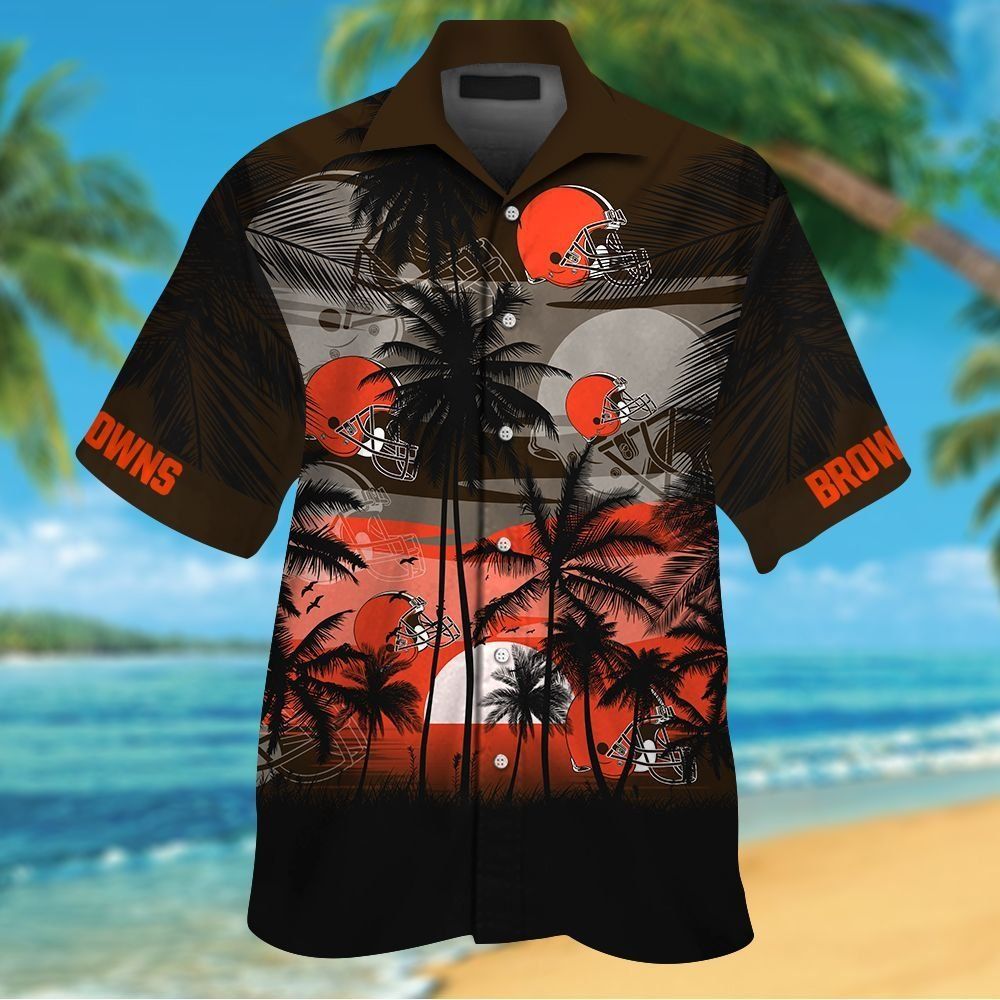 Cleveland Browns Short Sleeve Button Up Tropical Shirt Hawaiian Shirt
