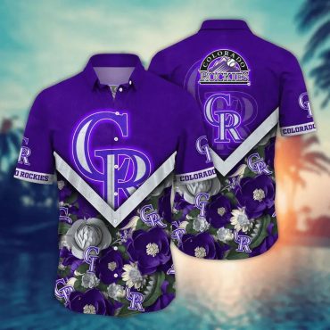 Colorado Rockies Bold Floral Chevron Hawaiian Shirt