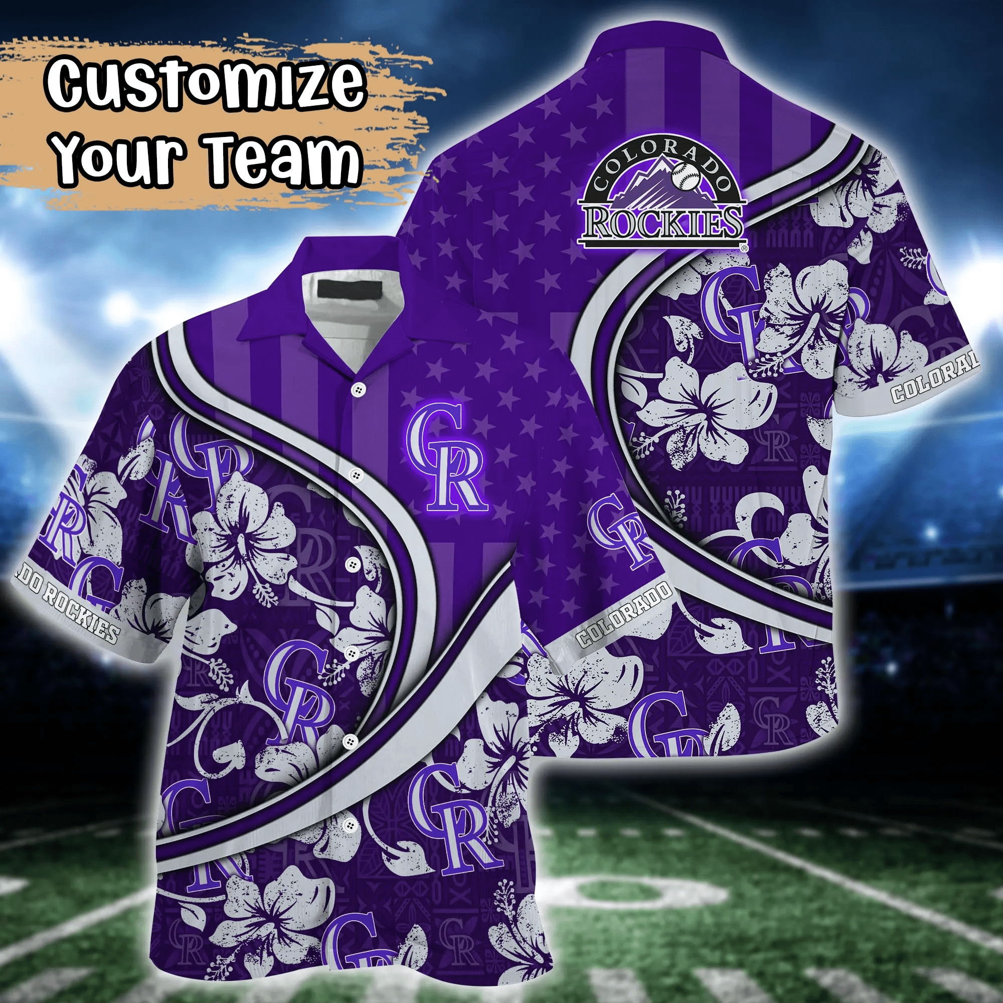 Colorado Rockies MLB Us Flag Hawaiian Shirt Custom Summer Aloha Shirt