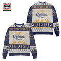 Corona Extra Snowflake Reindeer Pattern Ugly Christmas Sweater