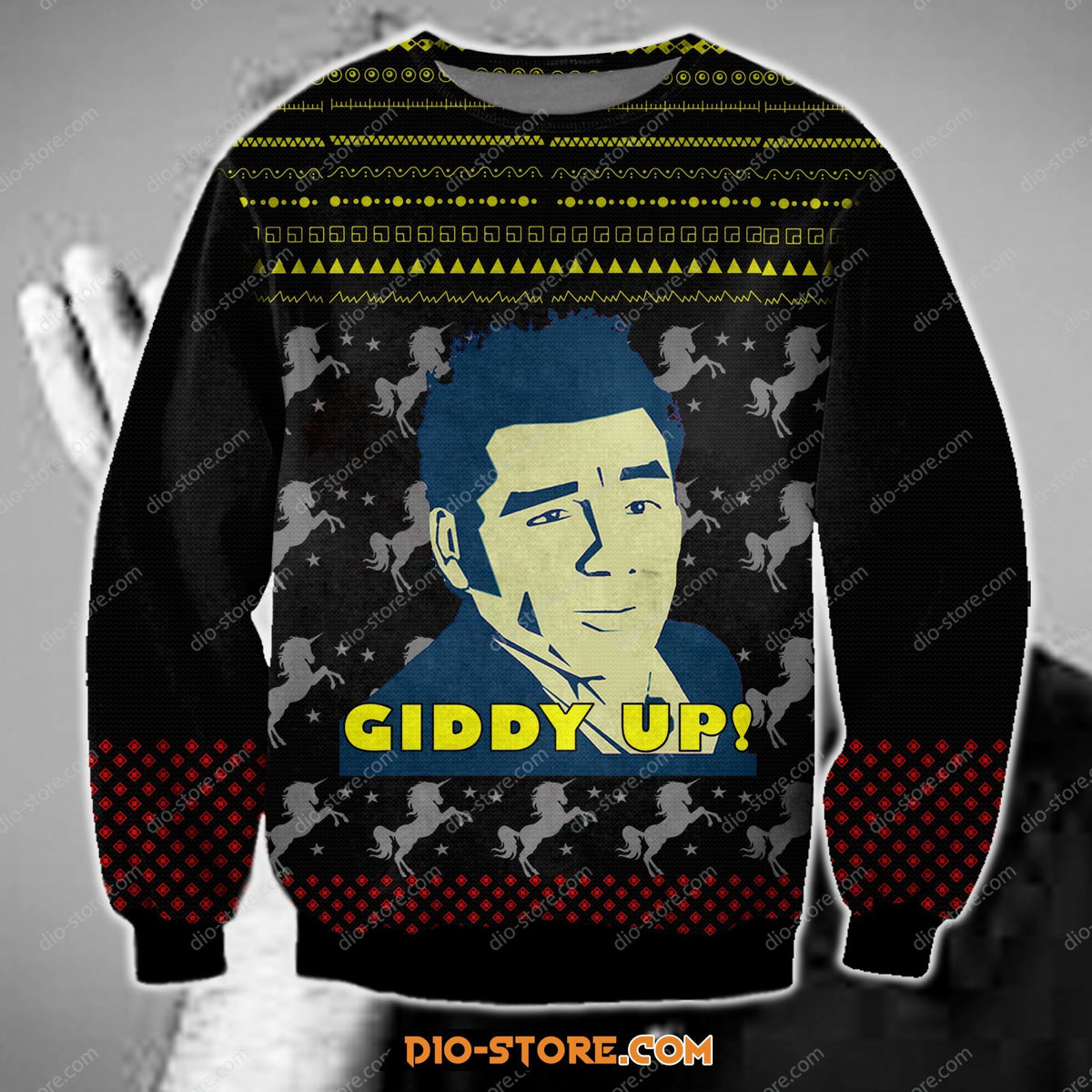 Cosmo Kramer Giddy Up 3D Print Ugly Christmas Sweater