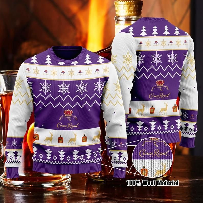 Crow Royal Whisky Knitted Ugly Christmas Sweater