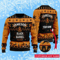 Customized Black Barrel Jameson Whiskey Ugly Christmas Sweater