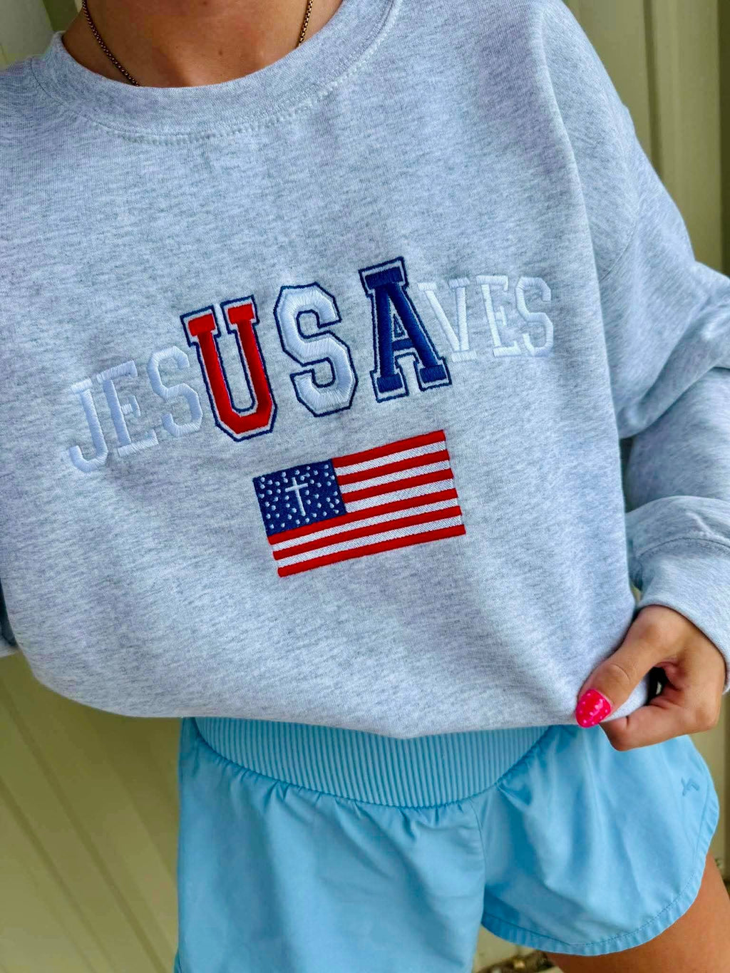 Jesus Saves USA Embroidery Graphic JULY48