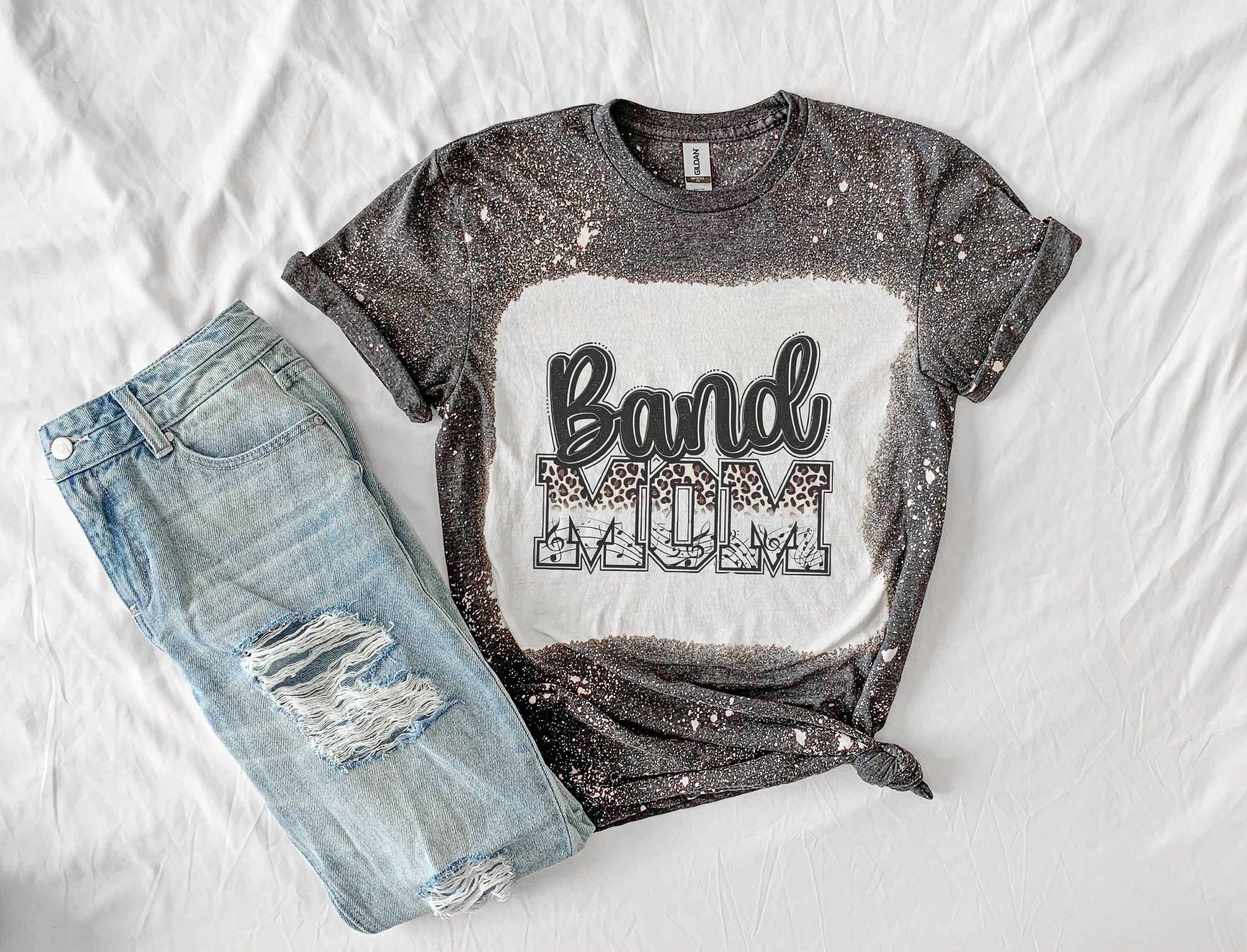 Band Mom Bleached T-Shirt, Cheetah Print Mother's Day Gift