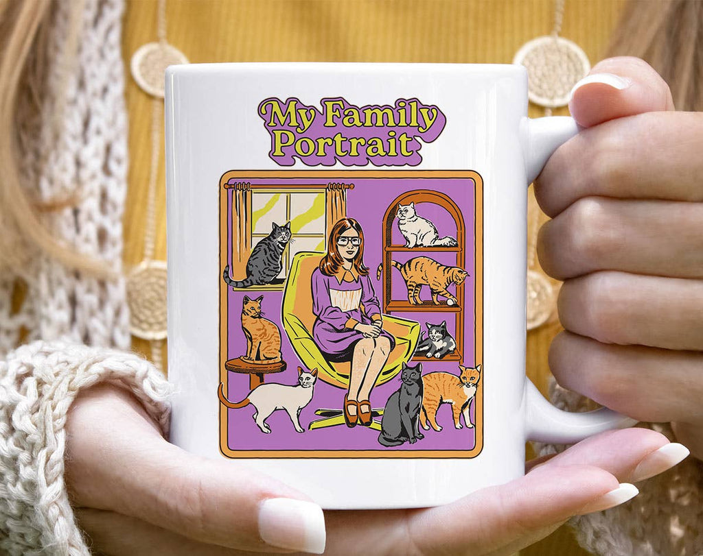 My Family Portrait Funny Retro Cat Coffee Mug